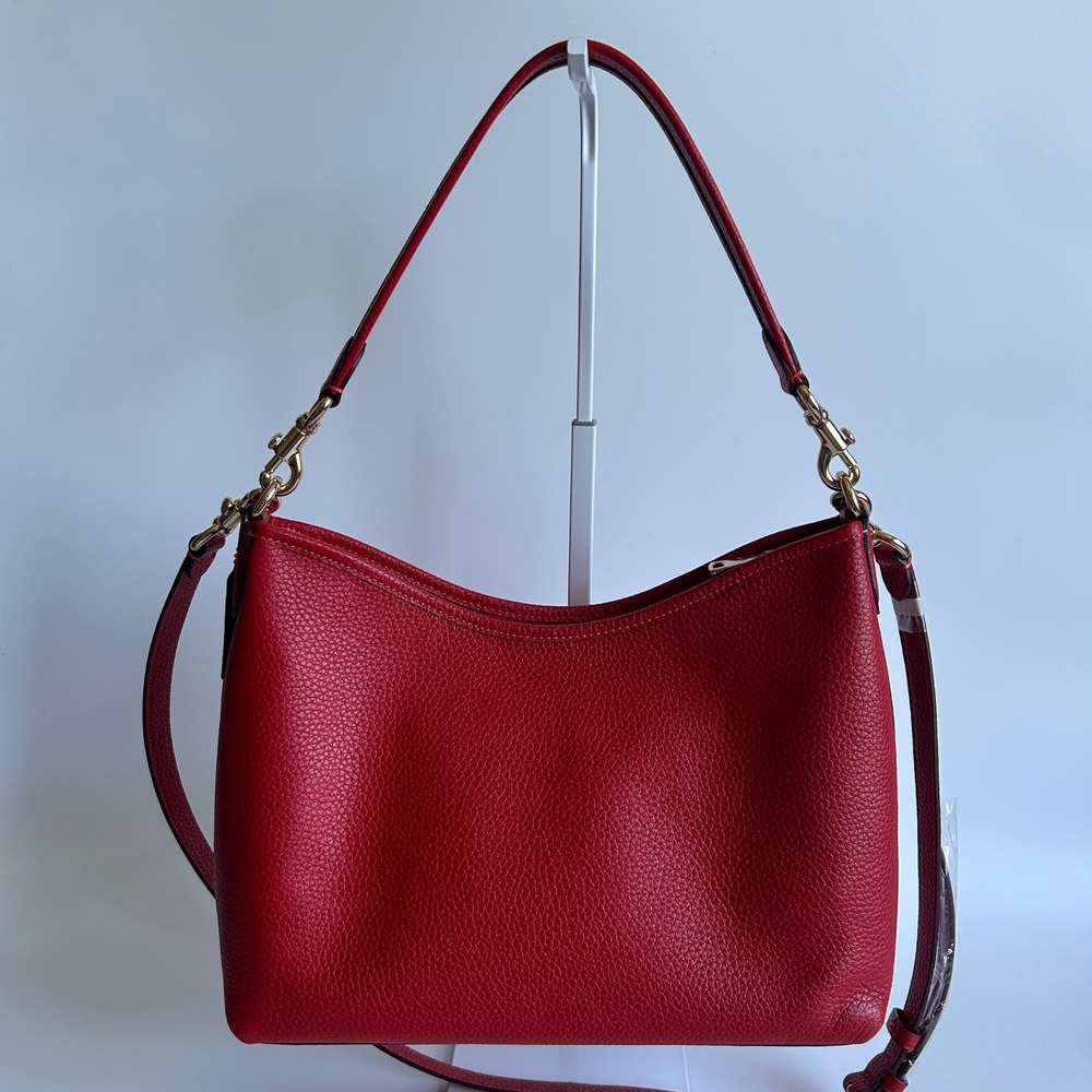Coach Laurel Red Pebbled Leather Shoulder Bag CR148 Excellent - Picture 3 of 11